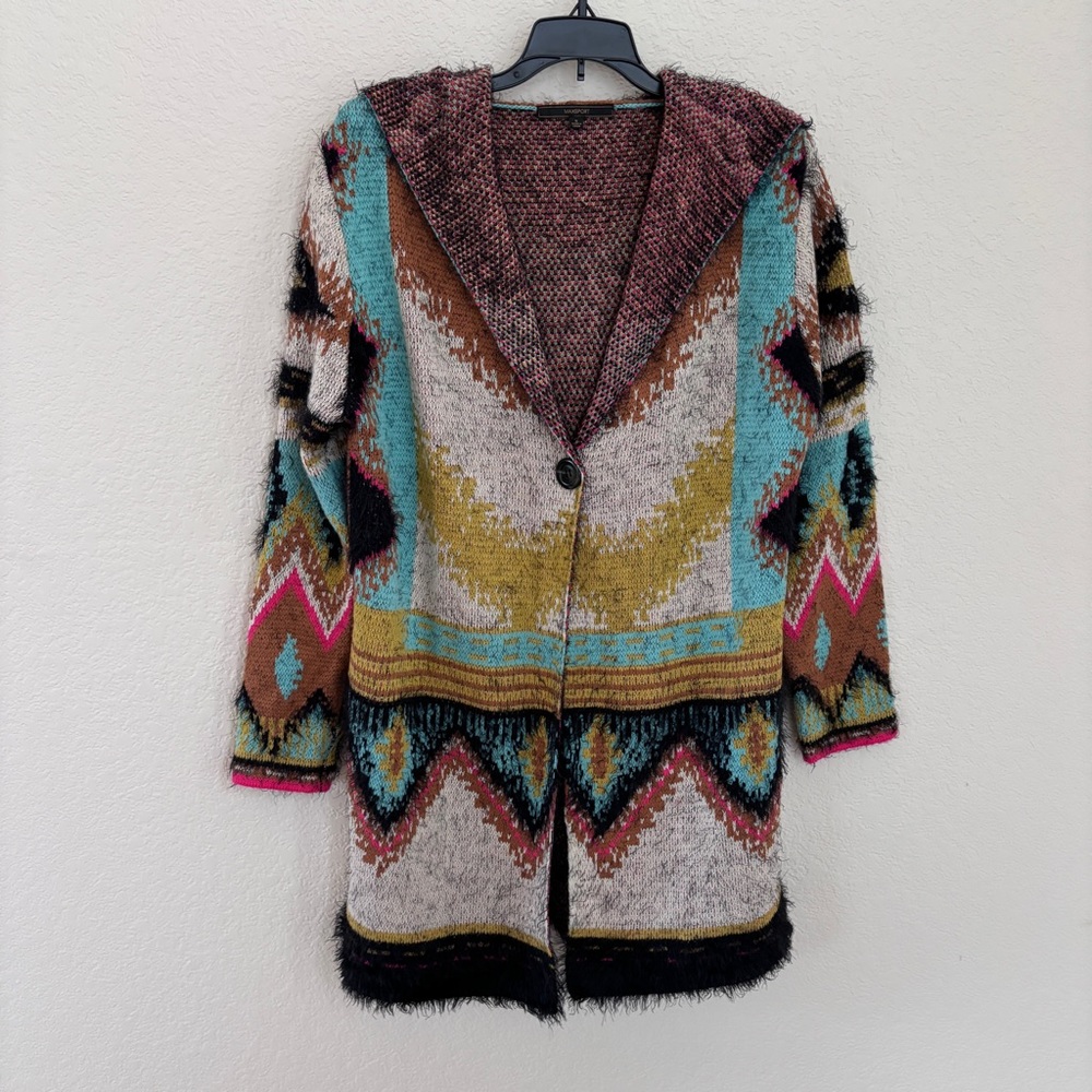 Maxsport Hooded Long Eyelash Tribal Aztec Duster Women’s Cardigan Sweater
